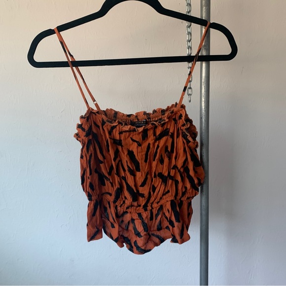 Forever 21 Tops - 5/$20 💥 Tiger orange tan ruffle tank top string straps f21 af3 s contemporary